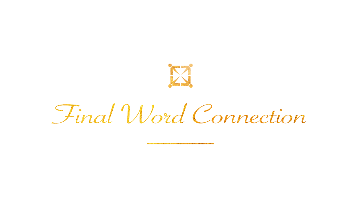 Final Word Connection title text in gold script with decorative geometric icon